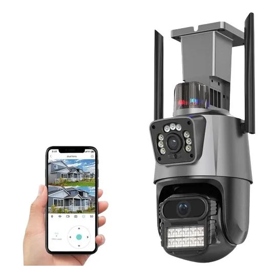 Cámara De Seguridad Ptz Inalámbrica De 4mp, Doble Lente Cctv