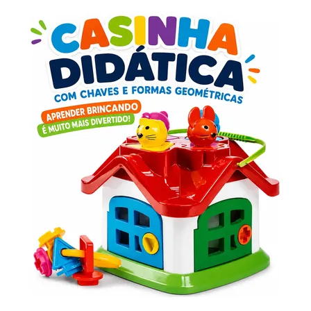 Casinha Didática Infantil Com Chaves  Formas Geométricas