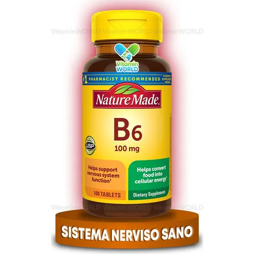Nature Made B6 100mg 100 Tabletas (usa) Sabor Sin sabor