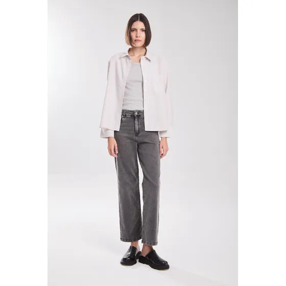 Camisa Oversize Manga Larga Poplin Rayado,sand Koxis Mujer