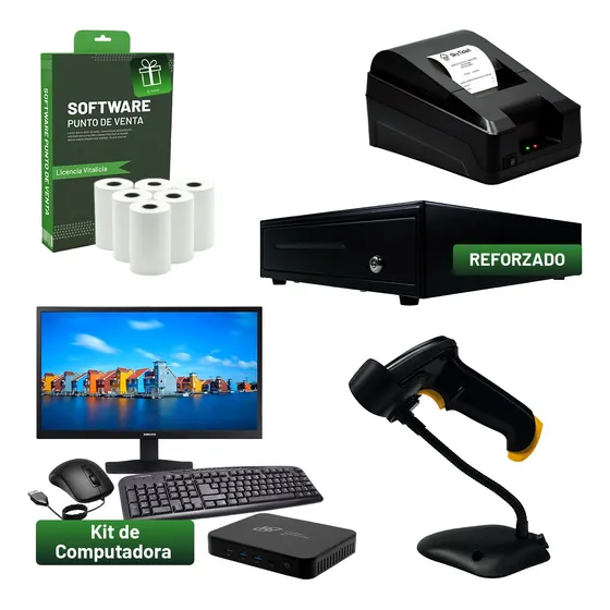 Kit Punto De Venta Cajón, Impresora, Lector Barras + Pc