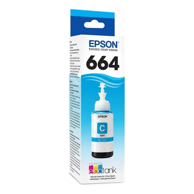 Botella De Tinta Epson 664 Cian 70ml. T664220-al