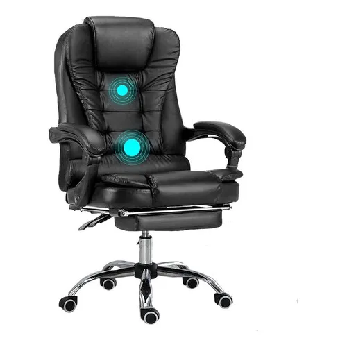 Silla Ejecutiva Sillón Oficina 2 Puntos Masajes Y Reposapies Color Negro