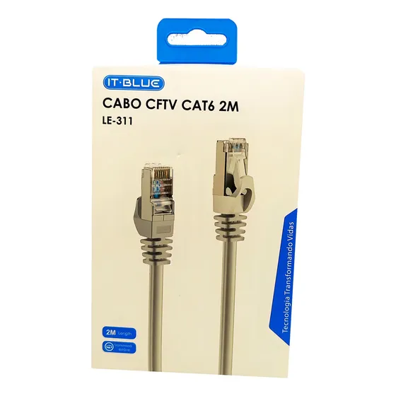 Patch Cord Cftv Rede Cat6 2 Metros Cabo De Internet