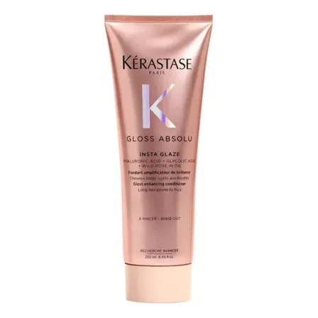 Kérastase, Condicionador, Gloss Absolu, Insta Glaze, Para Todos Os Tipos De Cabelos, Ação Anti-frizz Com Ácido Hialurônico, Ácido Glicólico E Óleo De Rosa Silvestre, Potencializa O Brilho, 250ml