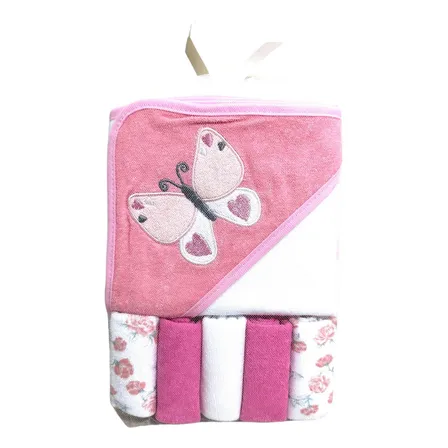 Set Toalla Con Capucha Bebes Niños + Toallitas Multiuso Baño