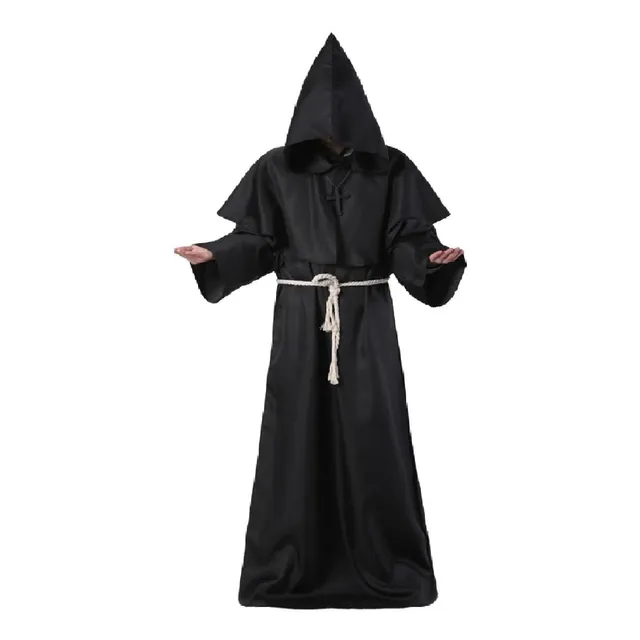 Traje De Monje Cosplay Con Capota Fraile Sacerdote Adulto