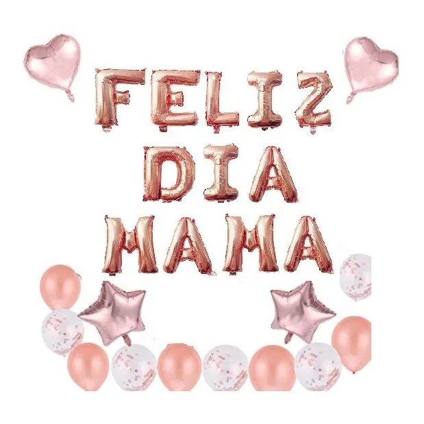 Kit Decoración Día De La Madre Globos Metalizados Mama Madre