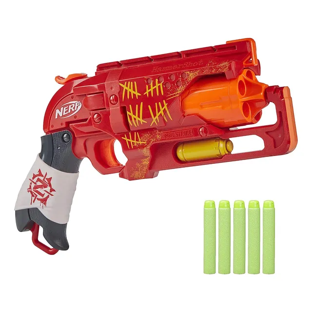 Nerf Zombie Strike Hammershot Blaster - Esquema De Color Roj