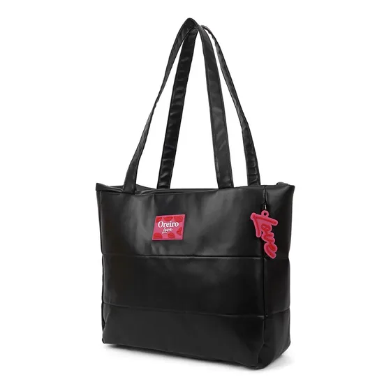 Cartera Oreiro Love Bolsillo Portanotebook Ideal Facultad Acabado de los herrajes Níquel Color Negro Correa de hombro Negro Diseño de la tela Lisa