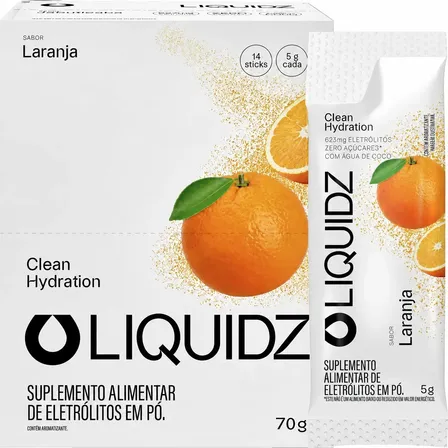 Liquidz® Eletrólitos Zero Açúcar - Sabor Laranja - 14 Sachês