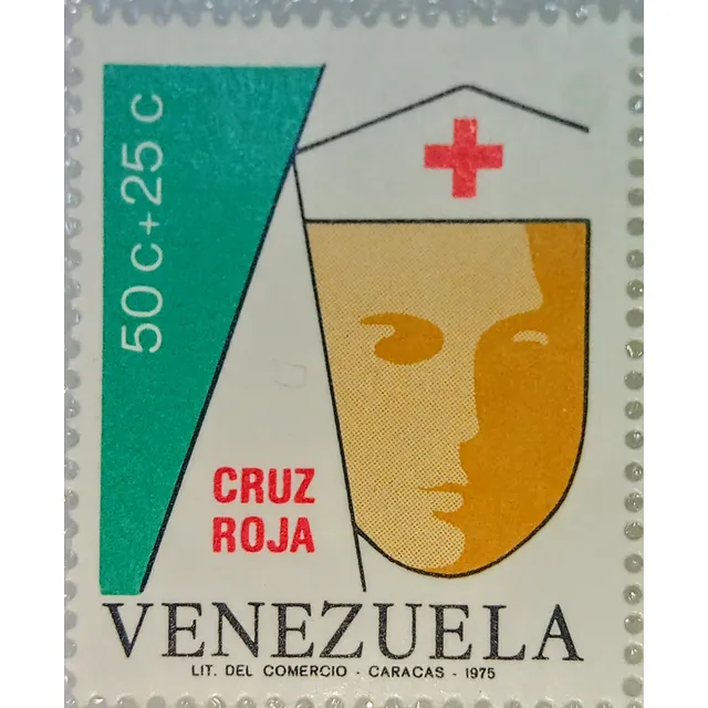 Sello Postal Cruz Roja Venezuela Antiguo 1975 De Colección