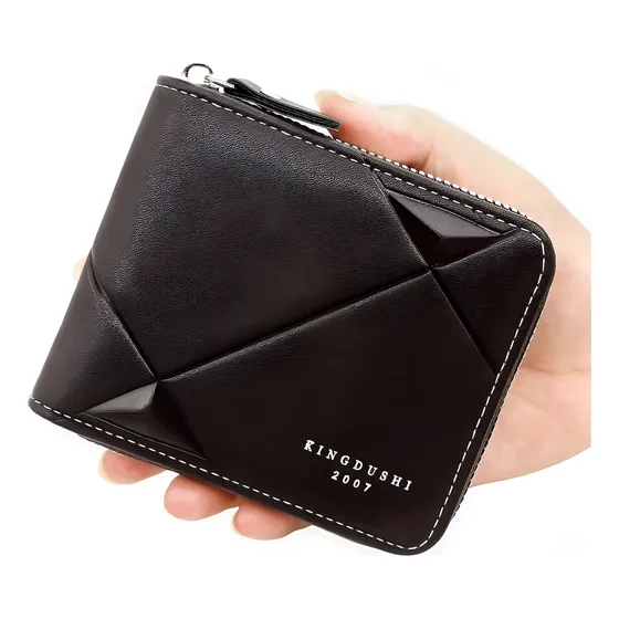 Billetera Hombre Pu Tarjetero Monedero Estilo Japonés Negro