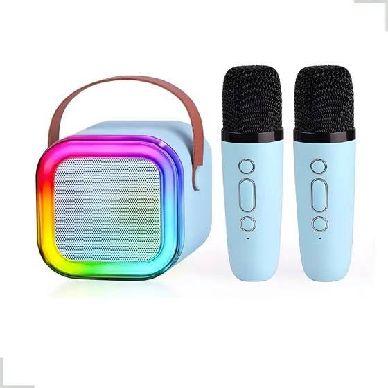 Caixinha De Som Karaokê Com 2 Microfones Bluetooth Infantil