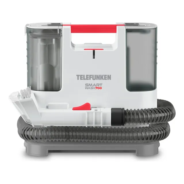 Aspiradora lava tapizados De tacho Telefunken SmartWash 700 1.5L blanca, gris y roja 220V 50Hz/60Hz