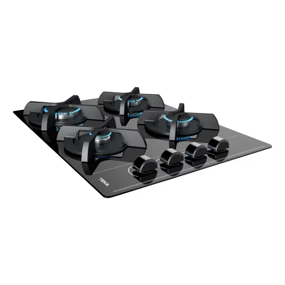 Encimera Cristal Gas Butano GBC 64003 KBB 4 Platos Negro
