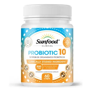 Probiotic 10 ProbiĂłticos 60 CĂĄpsulas Suplemento Sunfood Probiotic 10 ProbiĂłticos 60 CĂĄpsulas Suplemento Sunfood