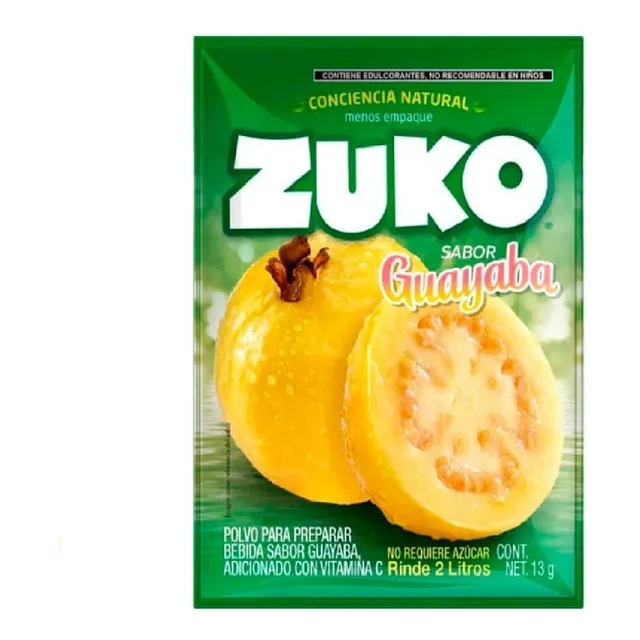 Zuko Polvo Para Bebida Sabor Guayaba De 13 G Rinde 2 Lt
