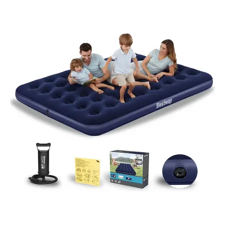 Colchão Inflável Até 300kg Casal Camping Praia + Bomba De Ar Manual Bestway