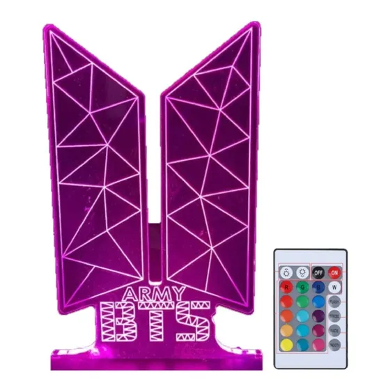 Lámpara Bts Led 3d Acrílico Base Touch 7colores