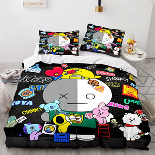 Juego De Sábanas K-pop Cartoon Bt21, Doble 0 Juego De Sábanas K-pop Cartoon Bt21, Doble 0