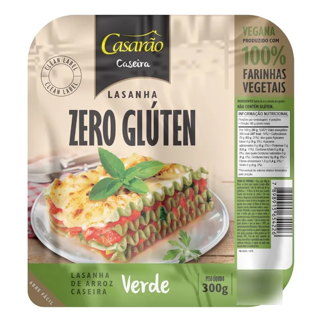 Massa De Arroz Lasanha Verde Espinafre Casarão Sem Glúten