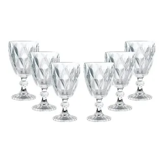 Jogo 6 Taças Vidro 260ml Diamond Transparente Jogo 6 Taças Vidro 260ml Diamond Transparente