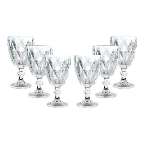Jogo 6 Taças Vidro 260ml Diamond Transparente Jogo 6 Taças Vidro 260ml Diamond Transparente