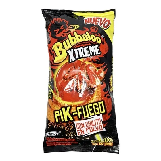 Paleta Bubbaloo Xtreme Pika Fuego Chile En Polvo 20 Paletas
