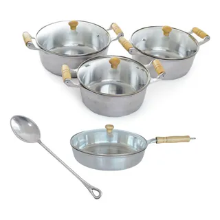 Conjunto Panela Frigideira Tampa Vidro AlumĂnio Fundido 5 Pc Conjunto Panela Frigideira Tampa Vidro AlumĂnio Fundido 5 Pc