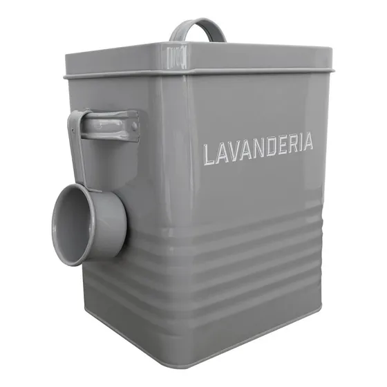 Porta Sabão Em Pó Com Dosador Econômico Metal Lavanderia