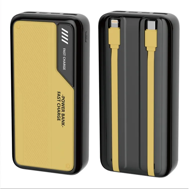 Cargador Power Bank Batería Portátil Carga rápida bidireccional PD3.0 22.5w 20000mah Mvpsmart P204 Incluye 2 cables intergrados IP Tipo-C y 1 cable adicional Tipo-A a Tipo-C
