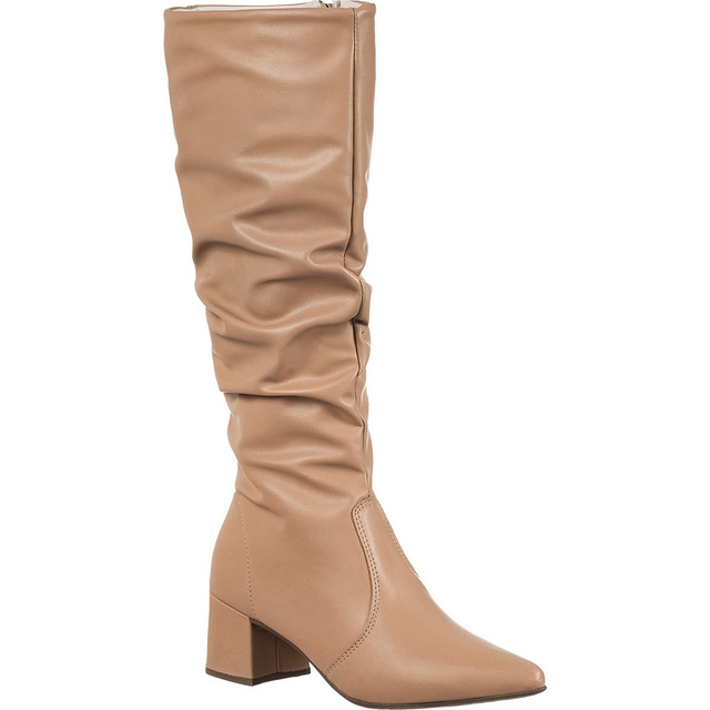Bota Feminina Bico Fino Enrrugado Salto Bloco Médio Conforto Bota Feminina Bico Fino Enrrugado Salto Bloco Médio Conforto