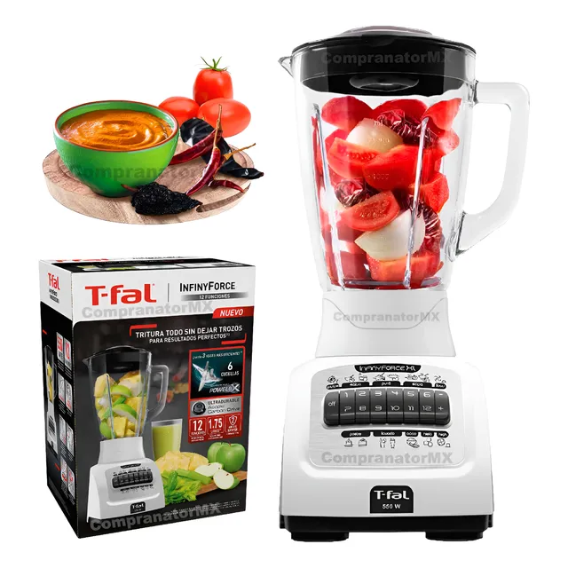 Licuadora Infinyforce 1.75 L Vaso Vidrio 12 Vel 6 Cuchillas