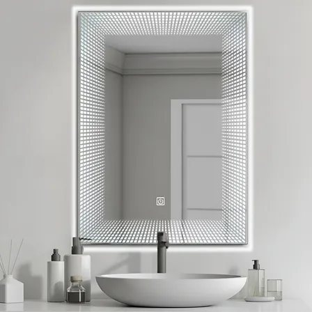 Espejo Luz Led De Pared Tocador Baño Touch Cambio 3 Luces Rectangular 3d Infiniti