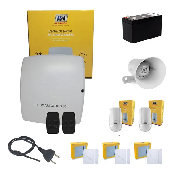 Central Smartcloud 32 + Sensor + Bateria + Sirene + Cabo