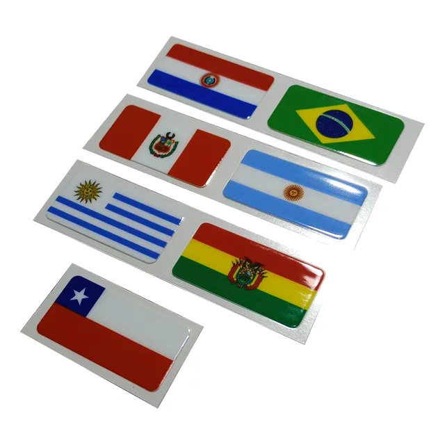 Sticker Uv Alta Calidad Banderas América Del Sur 7 Unidades
