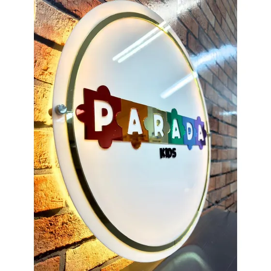 Placa Painel Letreiro Logo Com Led Neon Acrilico 40 X 40cm