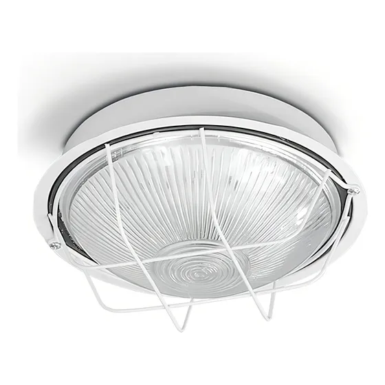 Plafon Tortuga Metal Y Vidrio Redonda Con Reja Ø18cm E27