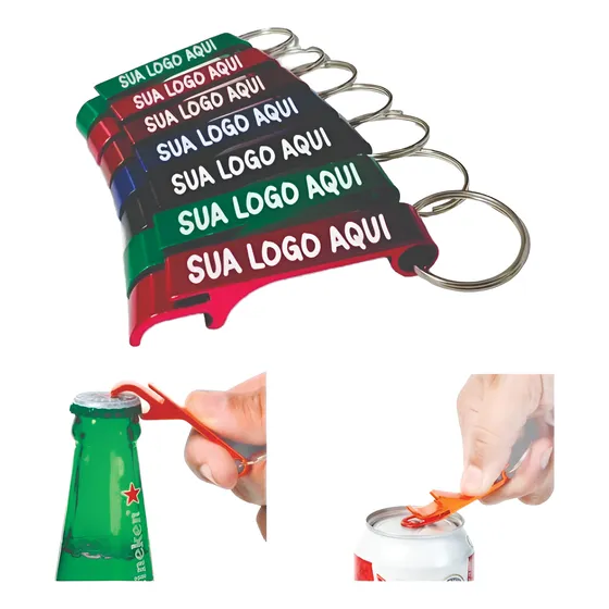 Kit 100 Chaveiros Abridor Garrafas Aluminio Personalizado