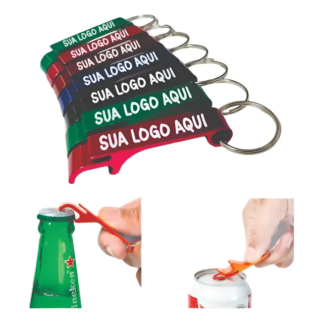 Kit 100 Chaveiros Abridor Garrafas Aluminio Personalizado