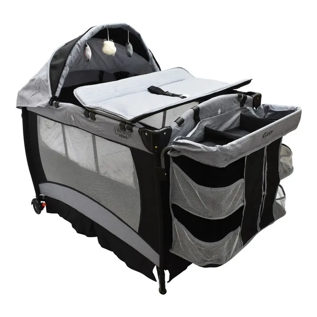 Cuna De Viaje Cuddy Gris Con Negro - Lifestyle