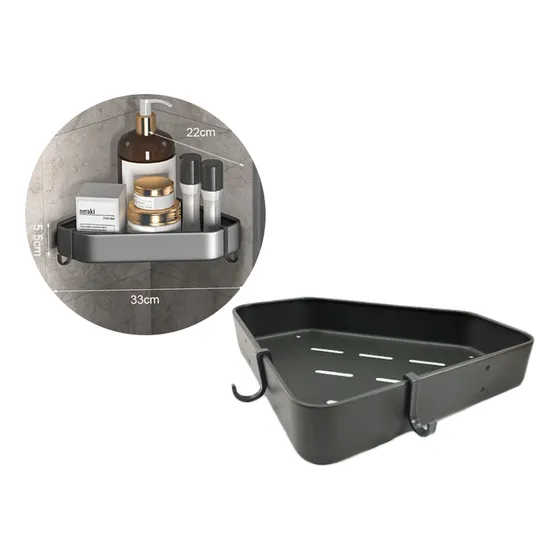Base Organizador De Baño Esquinero Estante Gris