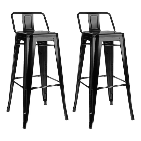 Banqueta Tolix Alta Taburete Con Respaldo 96 Cm X2 Color Negro