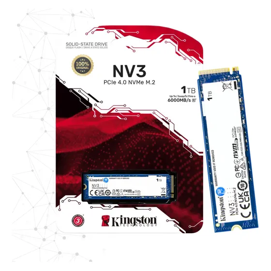 Ssd Interno 1tb M2 Nvme3 Kingston Pcie Gen 4.0 Leitura 6000mb/s Gravação 4000mb/s - Original