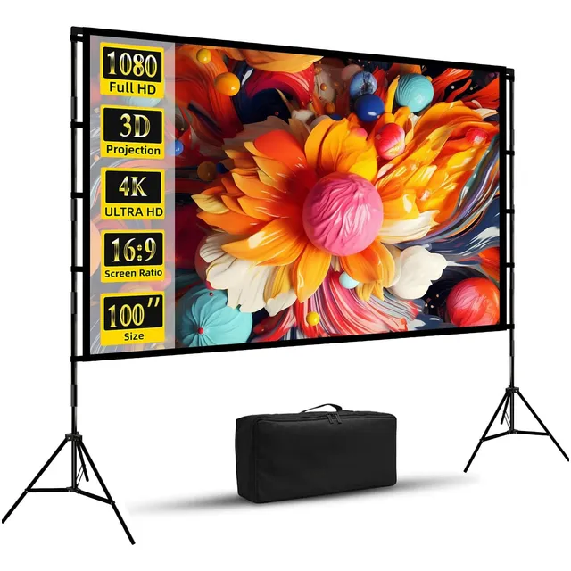Telón Mural De Proyector Pantalla Con Soporte 16:9 Hd 100''