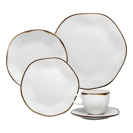 Jogo De Jantar 20 Peças Oxford Porcelana Ryo Maresia Cor Branco