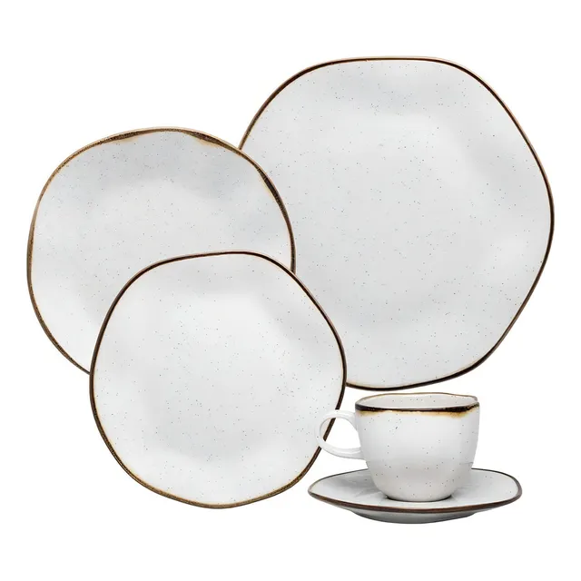 Jogo De Jantar 20 Peças Oxford Porcelana Ryo Maresia Cor Branco Jogo De Jantar 20 Peças Oxford Porcelana Ryo Maresia Cor Branco
