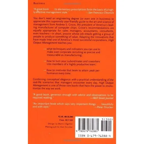 High Output Management, De Andrew S. Grove. Editorial Vintage, Tapa Blanda En Inglés, 0000