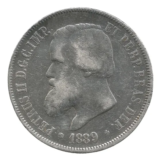 Moeda Prata Brasil Império 2000 Réis 1889 D. Pedro #31